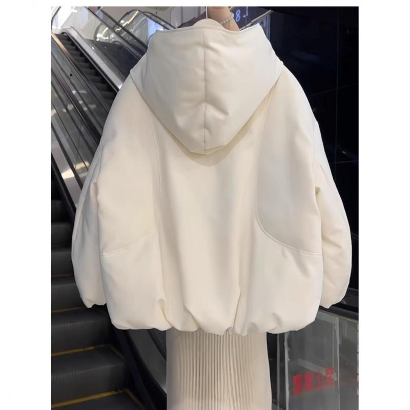 Womens Oversized Hooded Cotton Puffer Jacket Winter Warm Loose Fit Solid Color Short Coat 2026