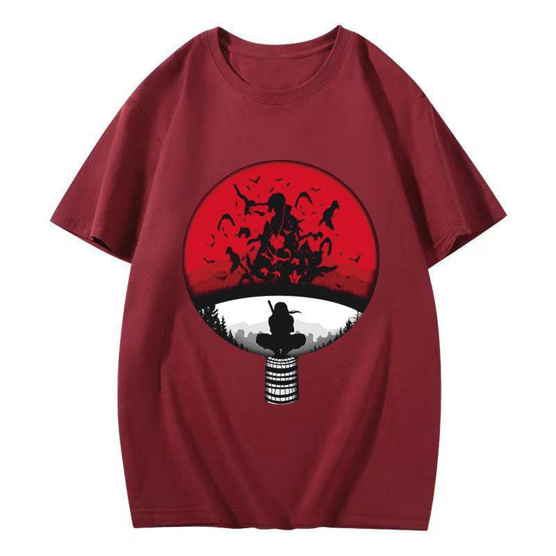 Naruto Uchiha Itachi Printed WomenT-shirt, Japanese Anime Cotton Short Sleeve Unisex Casual Couple Streetwear Tops