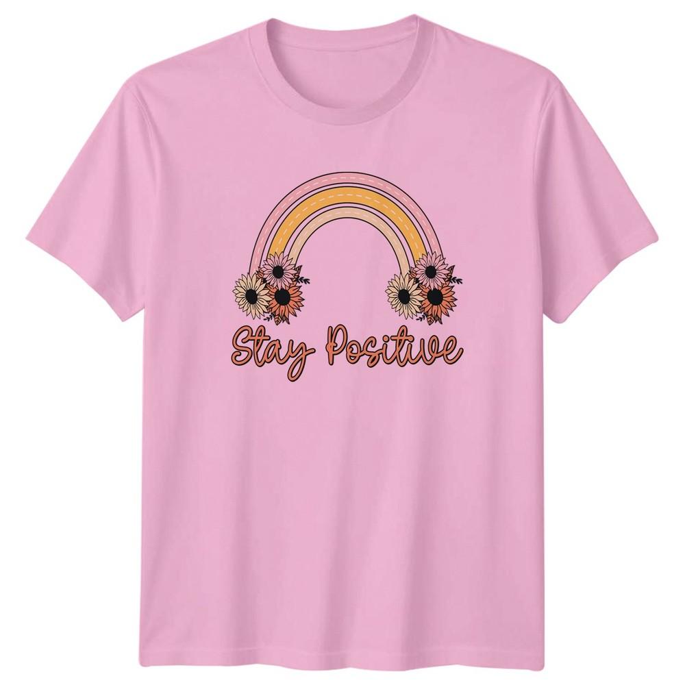 Stay Positive Unisexs TShirt Retro Floral Positivity Birthday Gift For Her