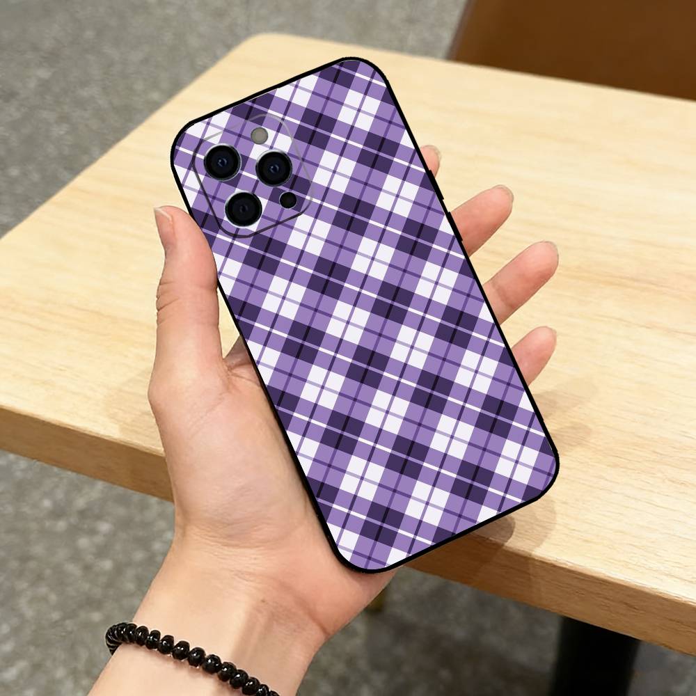 Чехол для телефона C-Clan Stewart Dress Tartan для iPhone 17,16,15,14,13,12,11 Plus,Pro Max,XS,Мягкий силиконовый черный чехол