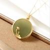 Silver Inlaid Natural Hetian Jade Lotus Blossom Round Brand Pendant Necklace Chinese Style Retro Charm Women's Jewelry