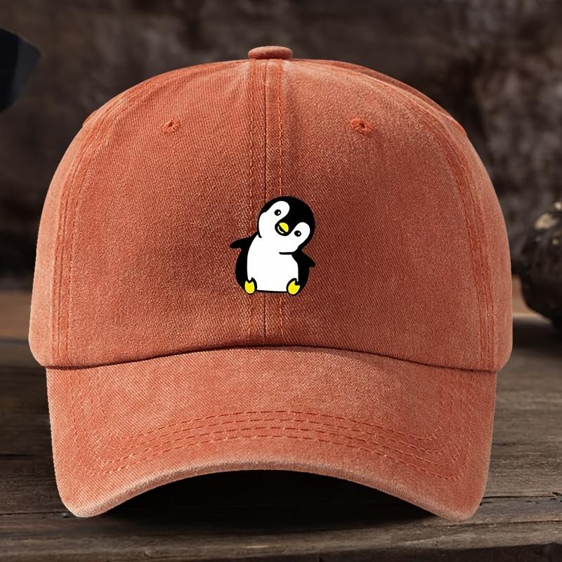Cute Penguin Printed Baseball Hat Suitable for Outdoor Fishing and Travel Headwear Optimistic Design Comfortable Headwear