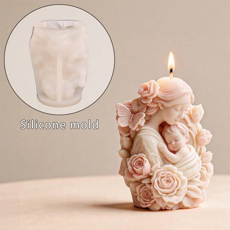 KO 1pc Flower Mother Mold new Silicone Mold Non-Toxic Gypsum Ornament Mold For Home Decoration Candle Making Mother'S Day Gift