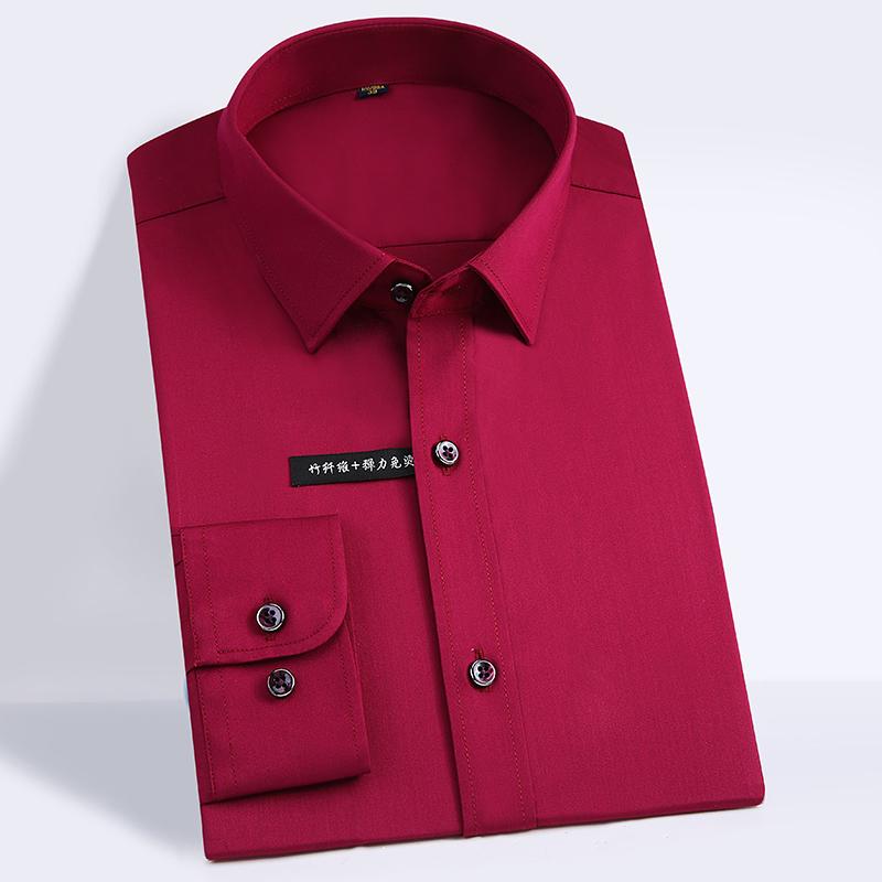 Мягкие удобные однотонные формальные мужские классические социальные рубашки с длинным рукавом