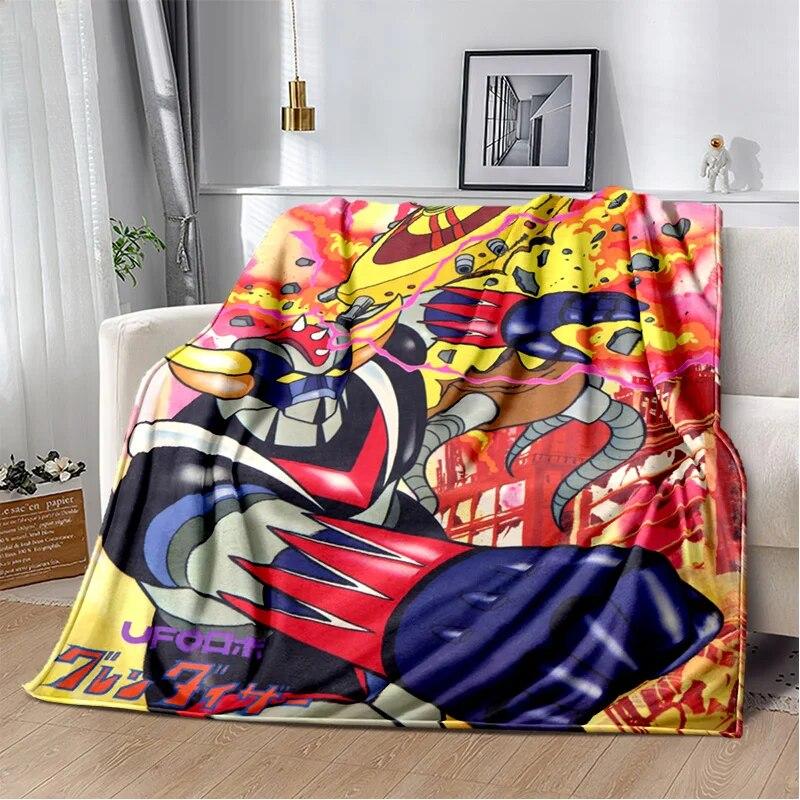 UFO Robot Grendizer Anime Cartoon Soft Plush Blanket,Flannel Blanket Throw Blanket for Living Room Bedroom Bed Sofa Picnic Kids