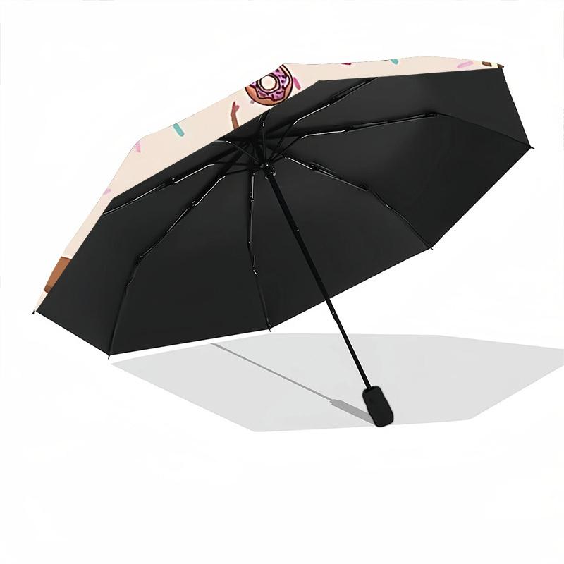 1pc Dachshund Donuts Automatic Folding Umbrella - Compact 8-Rib Design, Durable Plastic & Iron, Lightweight for Outdoor Daily Use118