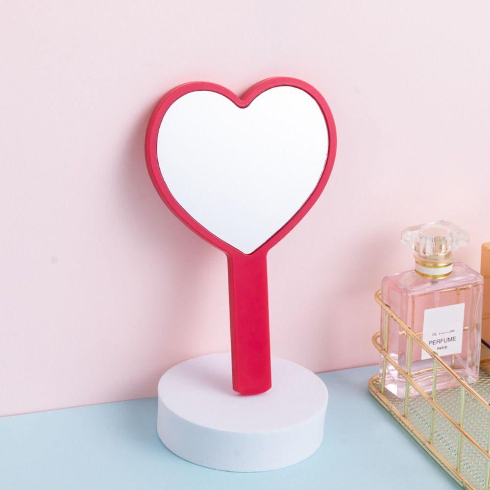 Cute Love Makeup Mirror Sweet Vanity Mirror Durable Heart Handle Mirror Eyelash Extensions