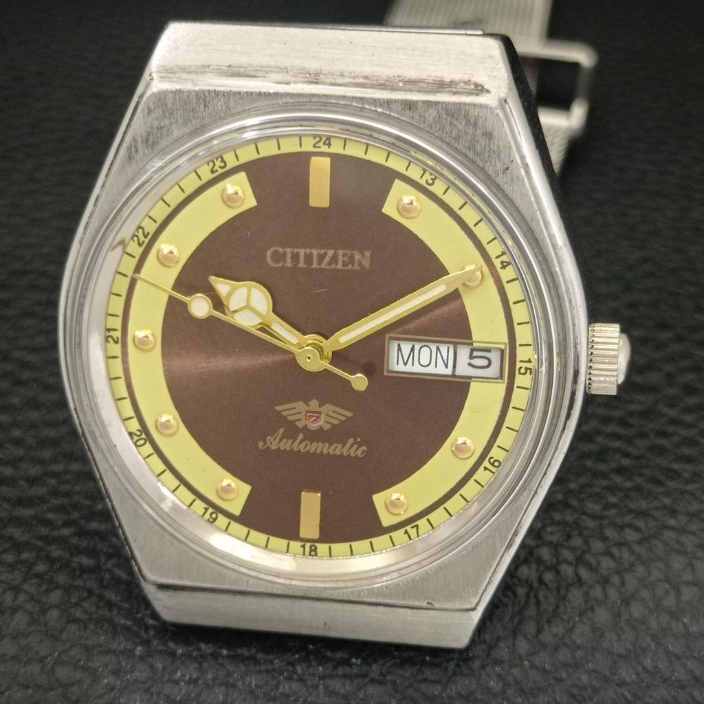 Citizen АВТОМАТИЧЕСКИЕ ВИНТАЖНЫЕ ЧАСЫ 8200 ЯПОНИЯ МУЖСКИЕ КОРИЧНЕВЫЙ ЦИФЕРБЛАТ a702135-5 R208-a702135