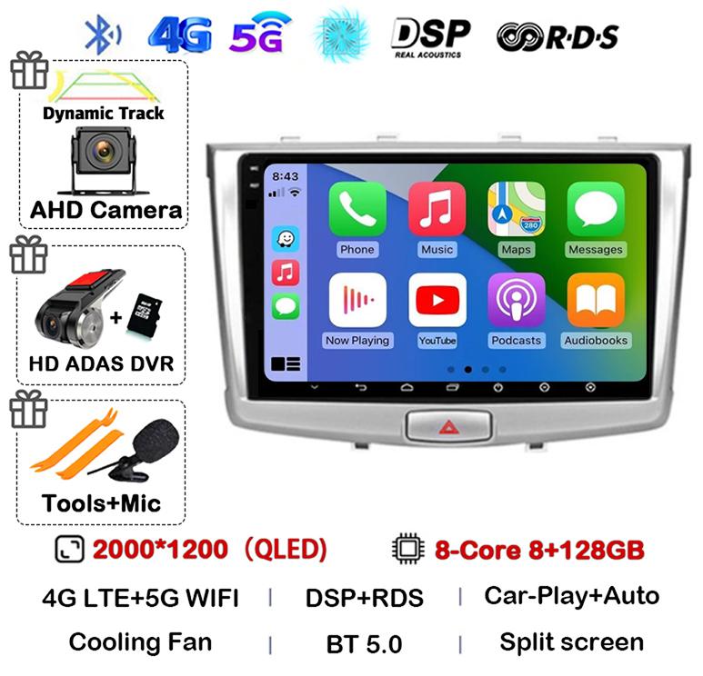 Android 14 Carplay Auto WIFI+4G Для GREAT WALL Hover Haval H6 2016 2017 2018 Автомагнитола Мультимедийный плеер Навигация Стерео GPS