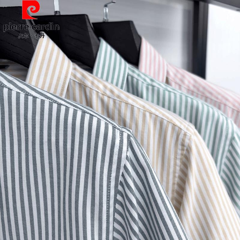 Pierre Cardin Мужская полосатая рубашка с коротким рукавом из чистого хлопка
