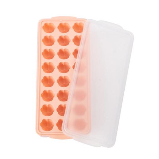 Ice Grid Mould Heart-shaped Ice Lattice Mold with Lid Stackable Easy To Remove Food Grade Silicone Tray Ice Cube Maker