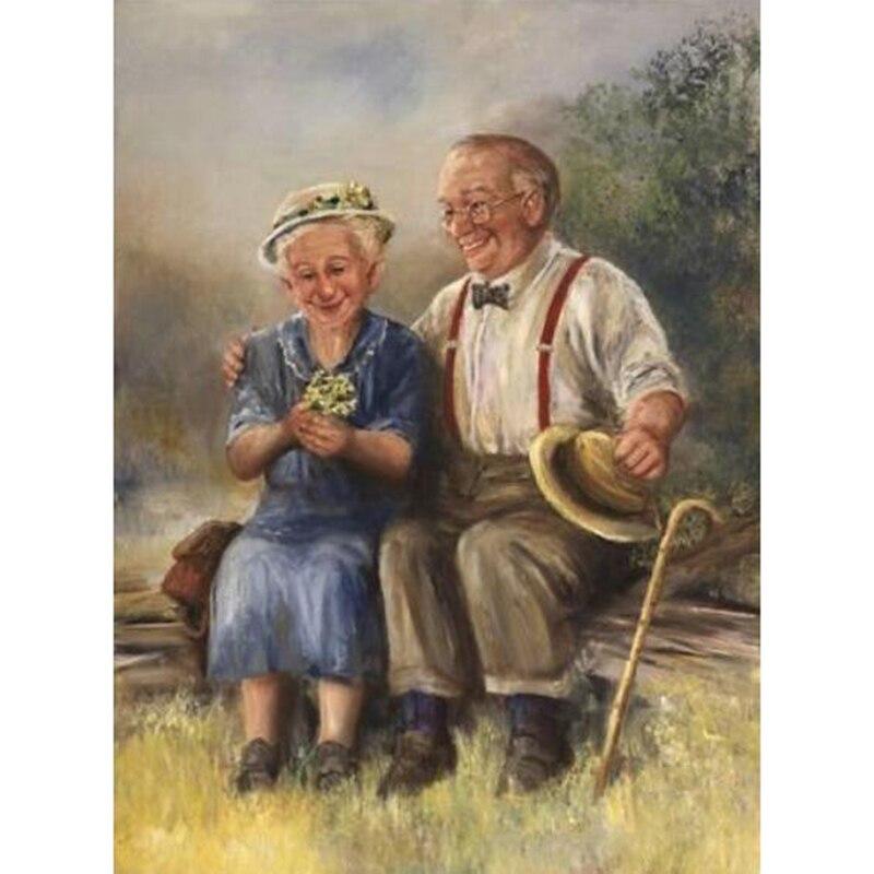 DIY 5D Diamond Painting Old Couple Full Round Drill Mosaic Diamond Embroidery Rhinestone Cross Stitch Sweet Home Old Man Decor