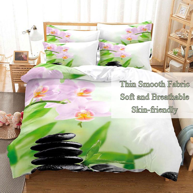 Comforter Green Flower Double Bed With Lotus Bedding Set King Size 3Pcs 2Pcs Single Twin Full 200X200 220X240Cm