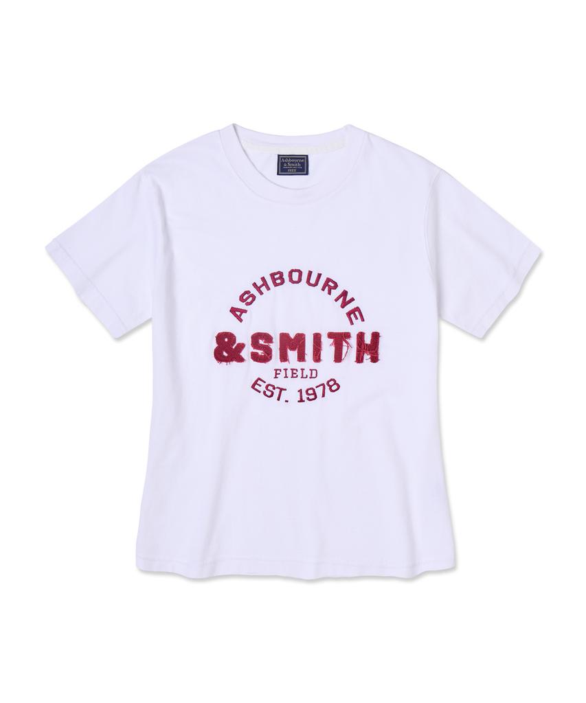 Aeswibon&Seumiseu [Женская] Футболка с коротким рукавом Ashbourne&Smith с нашивкой Ash1013_Белый