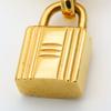 Used HERMES Scarf ring Kelly Cadena motif metal/leather 14.7g gold Brown plating