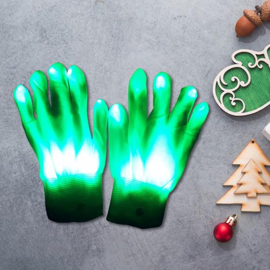 1 пара светодиодных клубных перчаток с регулируемыми режимами мигания, противоскользящими кнопками, питание от батареек