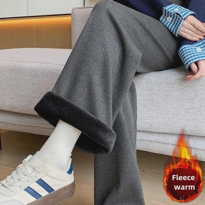 Широкие брюки для беременных 2024 года: Осенне-зимний бархат, завязка на шнурок, прямой крой.