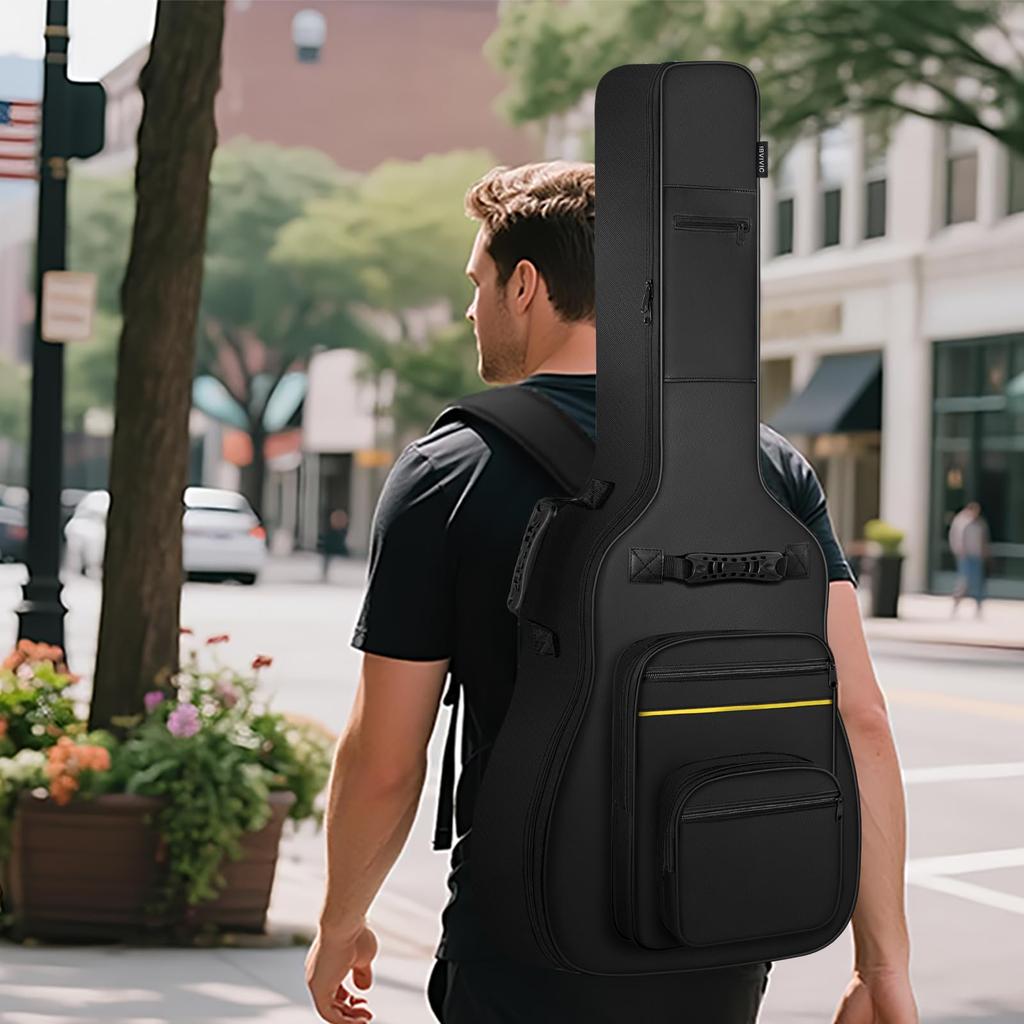IBVIVIC Soft Guitar Case for Electric Guitars and 5mm Sponge Padded Soft Large 6 Easy to Shoulder or Black Basses, Easy-to-Use, Case, Capacity,