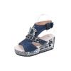 Women Wedge Denim Super High Heels Sandals Women Wedges Platform Dress Slippers 2024 Summer Designer Rhinestone Pumps Zapatillas