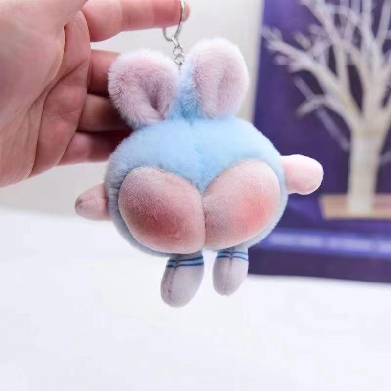 Cute peach skin peach rabbit ass pendant creative keychain schoolbag pendant grab machine doll