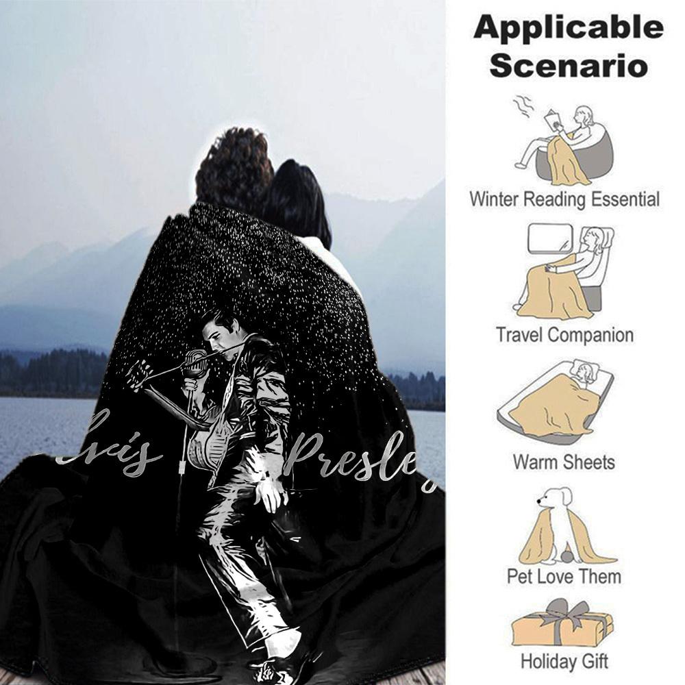 1pc Elvis Presley Soft Flannel All-Season Throw for Home, Office, Outdoor UseDurable Comfort 100575