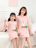 Girls' Summer Cartoon Short Sleeve Pajamas - Cute Parent-Child Cotton Nightdress