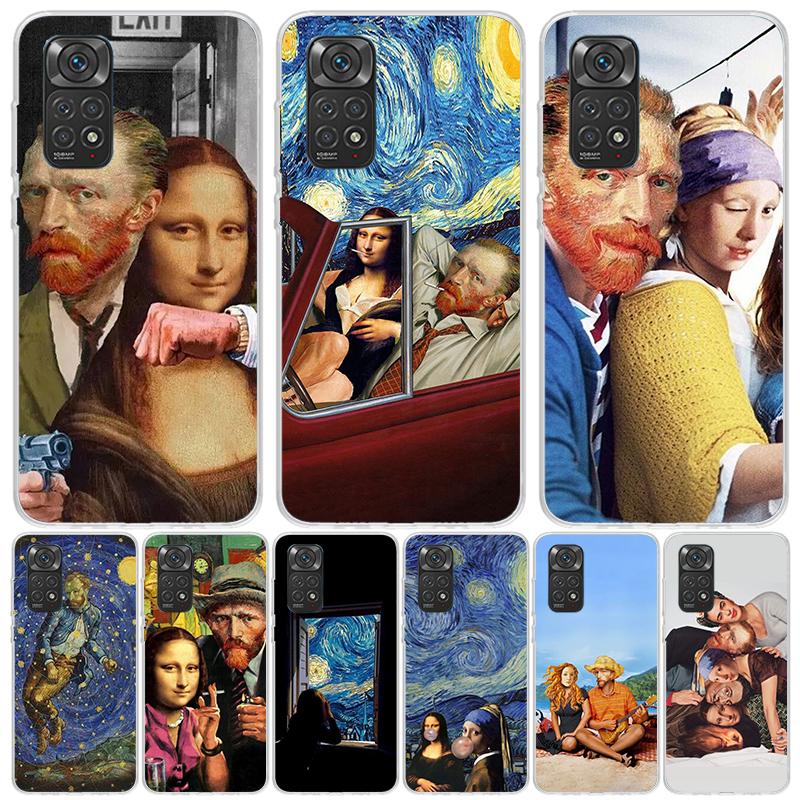 Van Gogh Mona Lisa Funny Art Case Phone Cover for Xiaomi Redmi Note 14 13 12S 12 11S 11 11T 11E 10S 10 Pro Plus 5G Trend Fundas