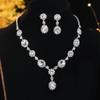 Luxury Shiny Rhinestone Necklace Earrings Two-piece Set High-end Necklace Earrings