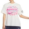 Nike Футболка с круглым вырезом и принтом логотипа, заниженной линией плеч, коротким рукавом, женская белая FZ1147-133