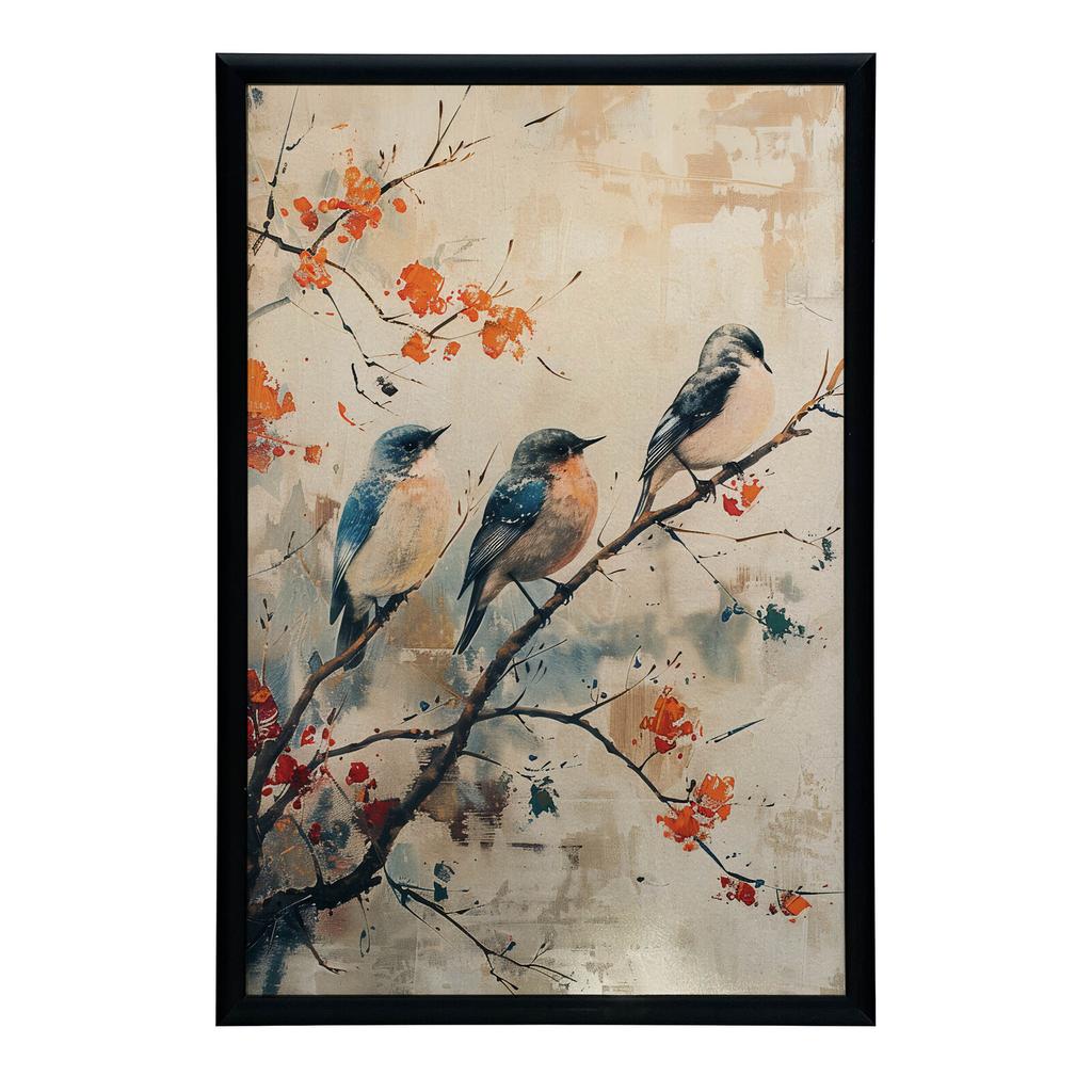 Gałązka Pełna Życia Gałązka Pełna Życia, 40X50 Cm, Rama Aluminiowa Złota, Papier Matowy 230 Gsm