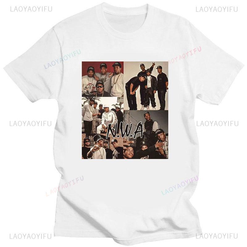 Прямиком из КОМПТОНА Мужская модная хлопковая футболка Черная Классический постер к фильму Графическая футболка Уличная одежда Летняя мужская одежда Подарок