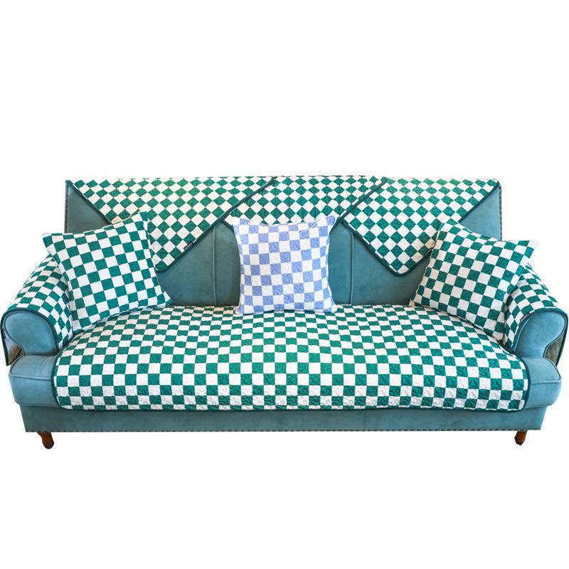 Autumn and Winter Simple Houndstooth Thick Plush Sofa Cushion Non-slip Sofa Cover Cover
