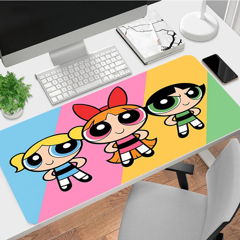 Powerpuff Girls Xl Gaming Mouse Pad Nonslip Rubber Base Stitched Edge Waterproof Desk Mat For Pc Laptop Gamer Office Computer Accessories C929854
