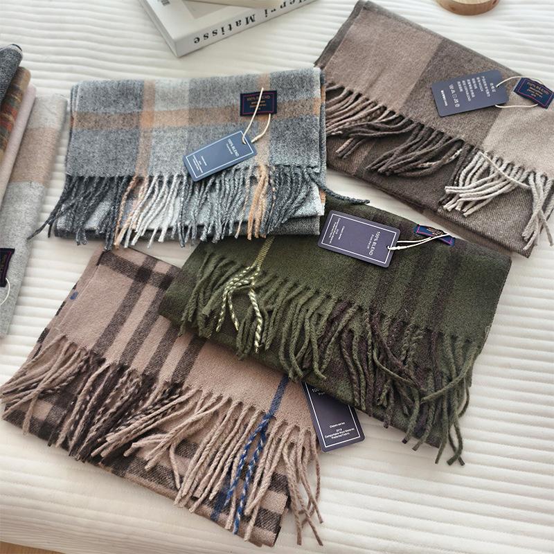 Autumn and Winter Color Blocked Plaid Scarf Winter Warm Scarf Warm and Versatile Plaid Scarf