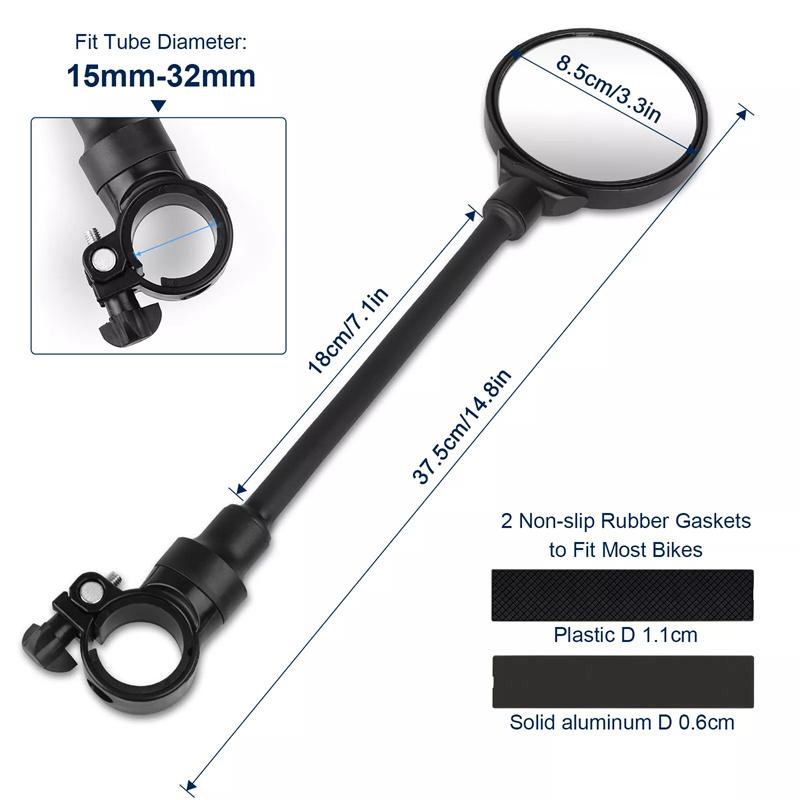 2Pcs Long Bicycle Rearview Handlebar Mirrors 360Fahrenheitor Mountain Road Bike Motorcycle Bendable Hose Adjustable Rearview Mirror