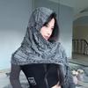 Хлопково-льняная готическая бандана Y2K плиссированная женская пашмина шаль винтажный шарф Y2K Харадзюку унисекс