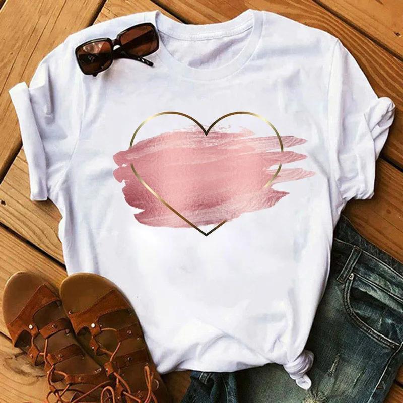 Футболка Lovely heart Bicycle Black T Shirt Girl Harajuku Korean Style tee Tops Kawaii Female T-shirt love Women TShirts
