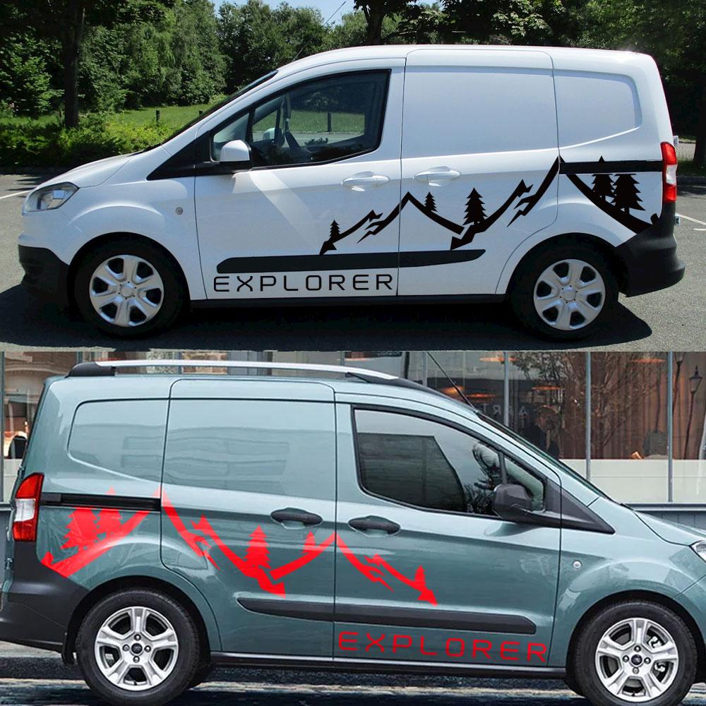 Наклейки на боковые двери автомобиля для Ford Transit Courier Camper Van графика горный стиль виниловые декоративные наклейки авто тюнинг