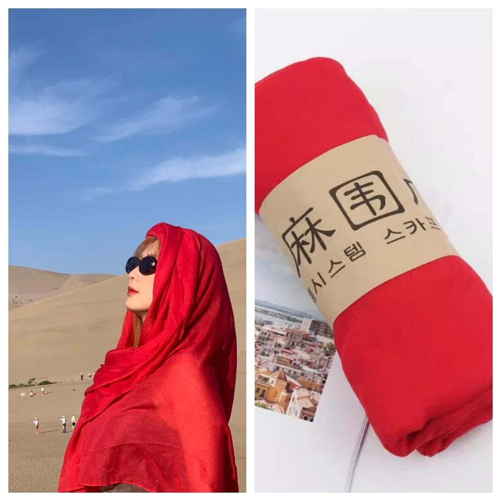 Wasteland Desert Travel Cotton-Linen Scarf: Women's Silk Sunscreen Shawl & Headscarf
