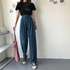 Stylish High-waist Suit Pants In Solid Colors For Casual Wide-leg Comfort