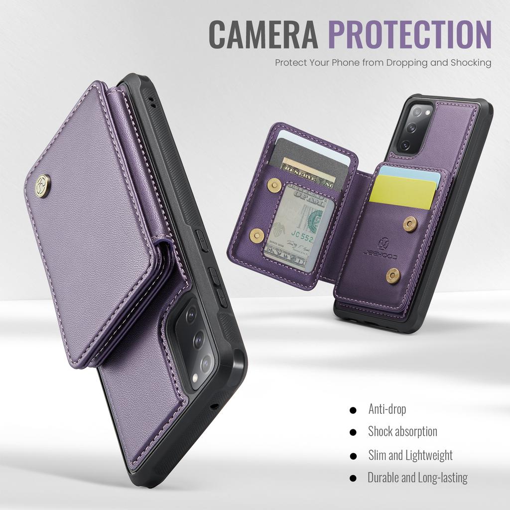 For Samsung Galaxy S20 FE Case JEEHOOD J05 Leather Mobile Cover with Detachable Magnetic Card Bag