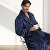 Men's Shawl Collar Flannel Robes Full Length Fleece Bathrobes Soft Spa House Coat with Pockets Fluffy Spa Robes for Men Winter Cozy Warm Spa Long Robe