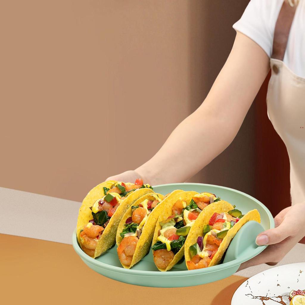 Non-Slip Silicone Taco Holder for Party, Holds 4 Tacos Each, Serving Tray, Plates