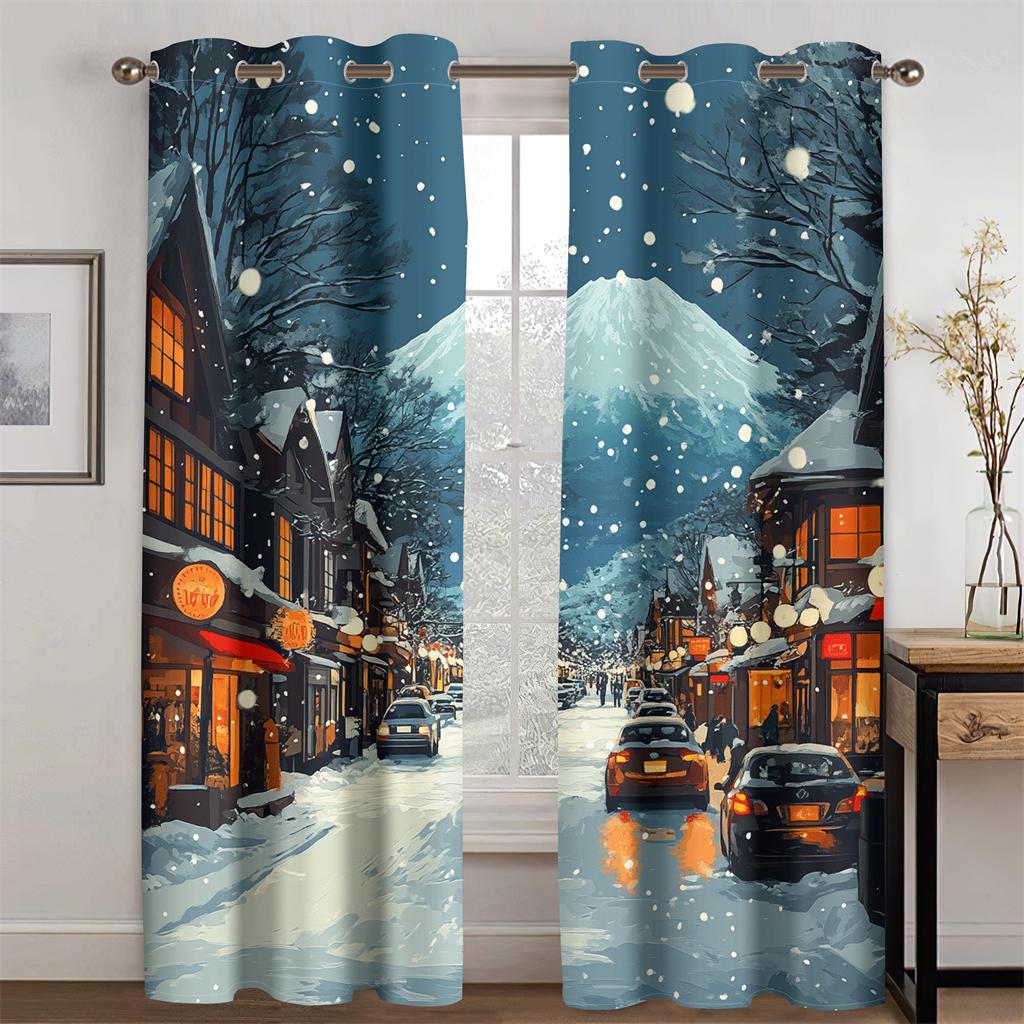 3D сверкающие шторы Fuji Mountain Romantic Joy подходят для спальни, гостиной, кухни, декора, новые поступления, ограниченное по времени предложение, 2 шт.