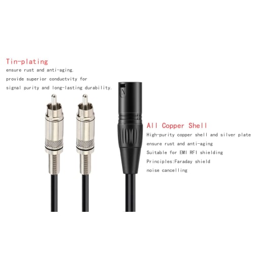Кабель-конвертер Luxferre XLR в RCA, XLR папа в RCA x2, Кабель XLR в 2 RCA, 1 м Двойной кабель RCA папа в XLR, Конвертер XLR в RCA, Совместим с XLR