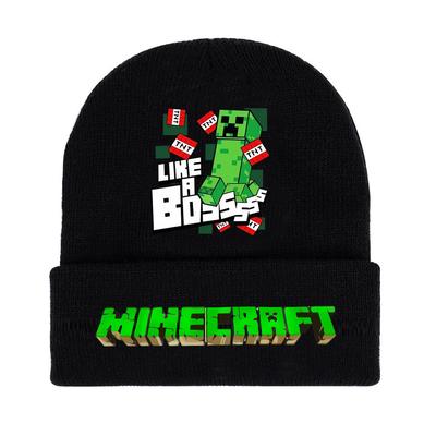 Зимняя вязаная шапка с принтом и подвернутыми краями, подходит как для мужчин, так и для женщин