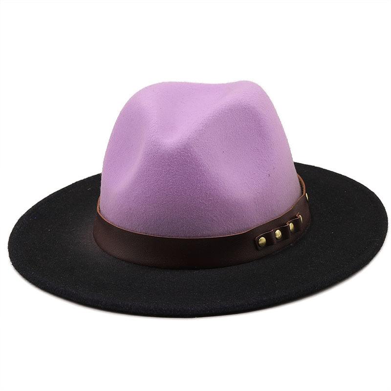 Simple Women Men Wool Vintage Trilby Felt Fedora Hat With Wide Brim Gentleman Elegant Gradient Color For Lady Winter Jazz Caps