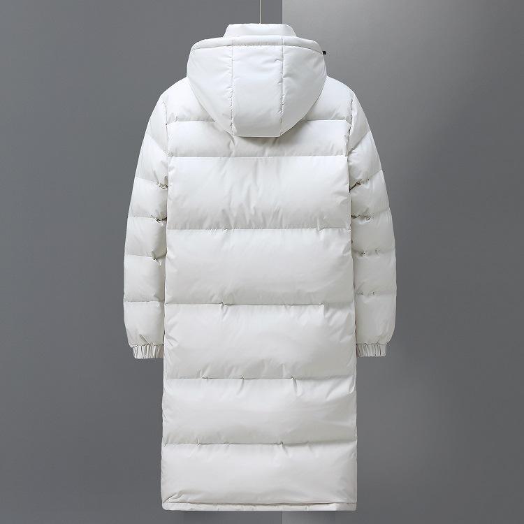 Down Jacket Men's Knee Length Winter Outdoor White Duck Down Hooded Jacket