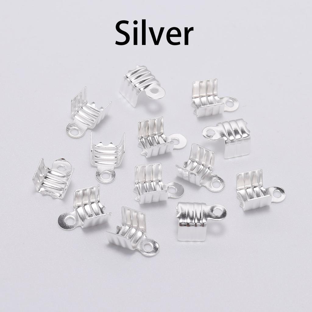 200 pcs/lot Metal End Caps End Clasps Leather Cord Crimp Bead Connectors For Jewelry Making Findings DIY Accessories Supplies