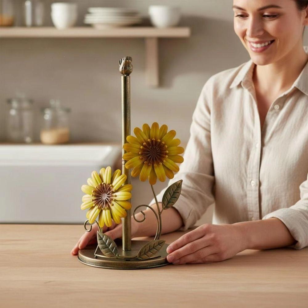 Anti-Skid Flower Shaped Tissue Holder Freestanding Paper Towel Rack Dining Table